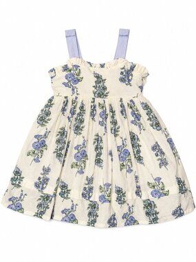 Joie Baby Cream Blue Floral Smocked Dress Bloomer Sun Hat 3 Piece Set 0-3M